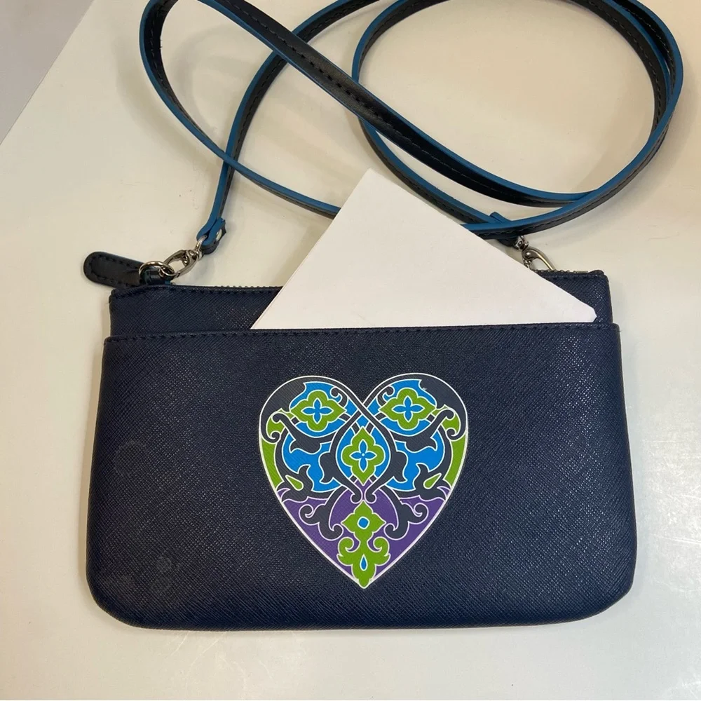 Brighton Blue Crossbody Bag with Vibrant Heart - Picture 6 of 11